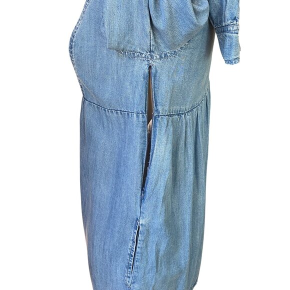 Paul & Joe Sister Batignole Denim Pintuck Mini Dress Blue Jean Pockets Cottage-6 - Picture 7 of 14